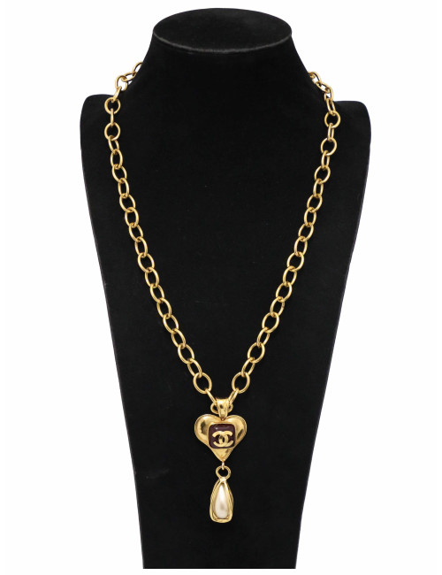 Collier Chanel pâte de verre et perles 1995