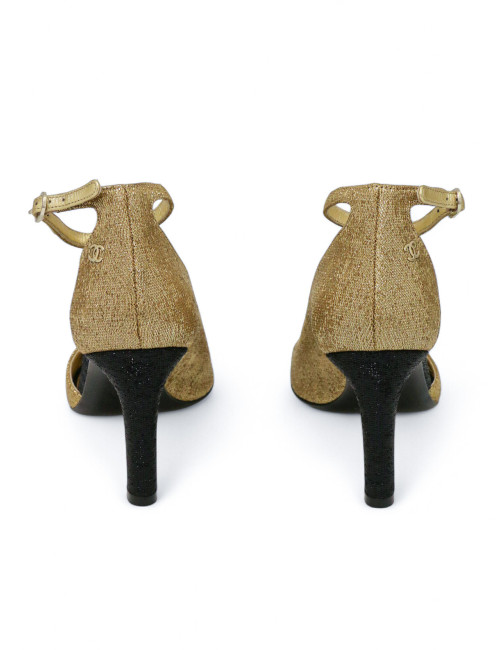 Escarpins Chanel Couture T36,5 bicolores dorés noir