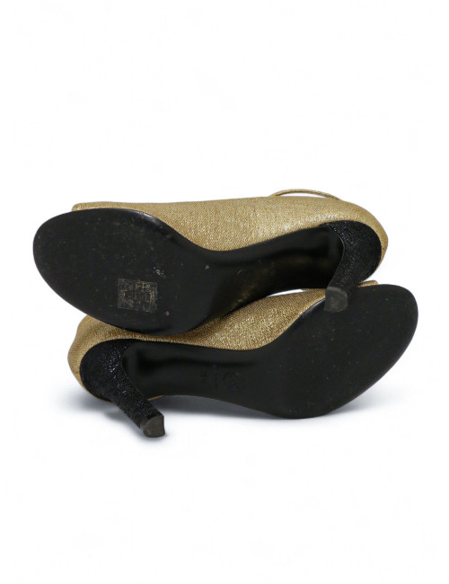 Escarpins Chanel Couture T36,5 bicolores dorés noir