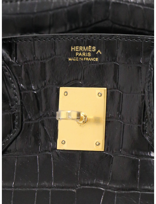 Birkin 30 crocodile porosus bijouterie dorée
