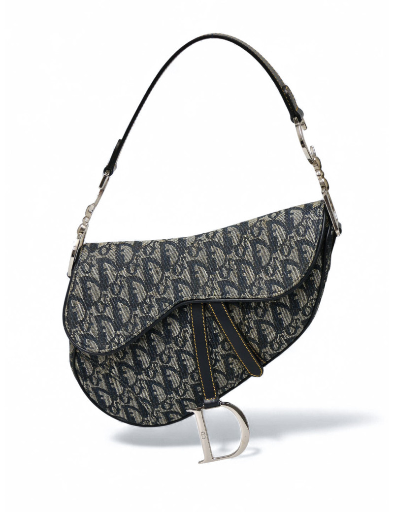 Sac Dior Saddle toile jacquard bleu