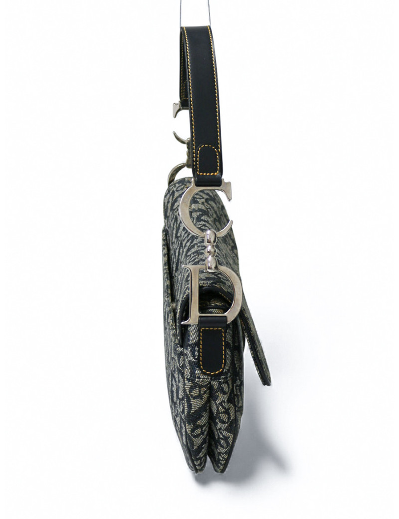 Sac Dior Saddle toile jacquard bleu