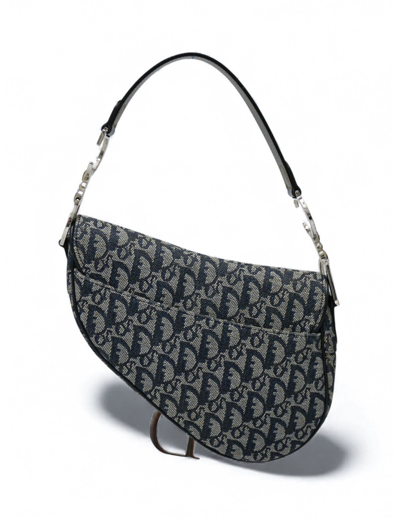 Sac Dior Saddle toile jacquard bleu