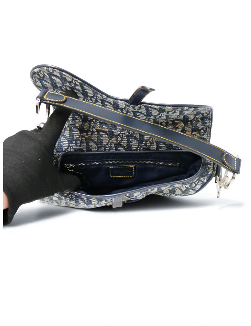 Sac Dior Saddle toile jacquard bleu