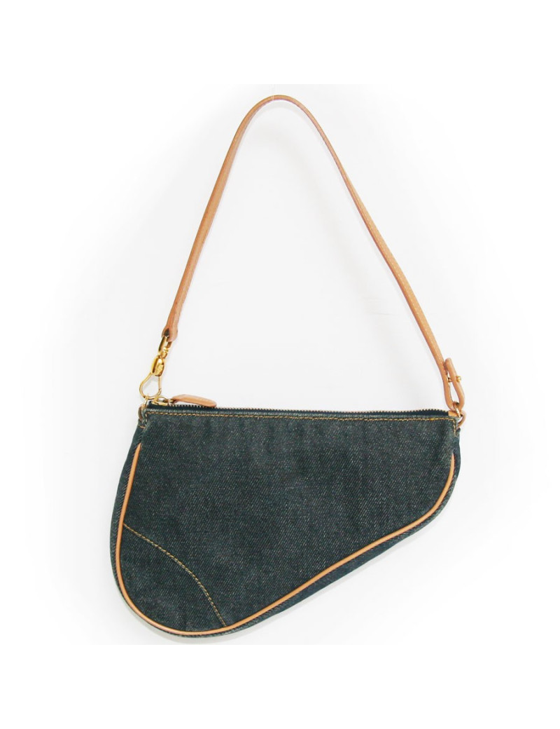 Sac selle CHRISTIAN DIOR en jean bleu