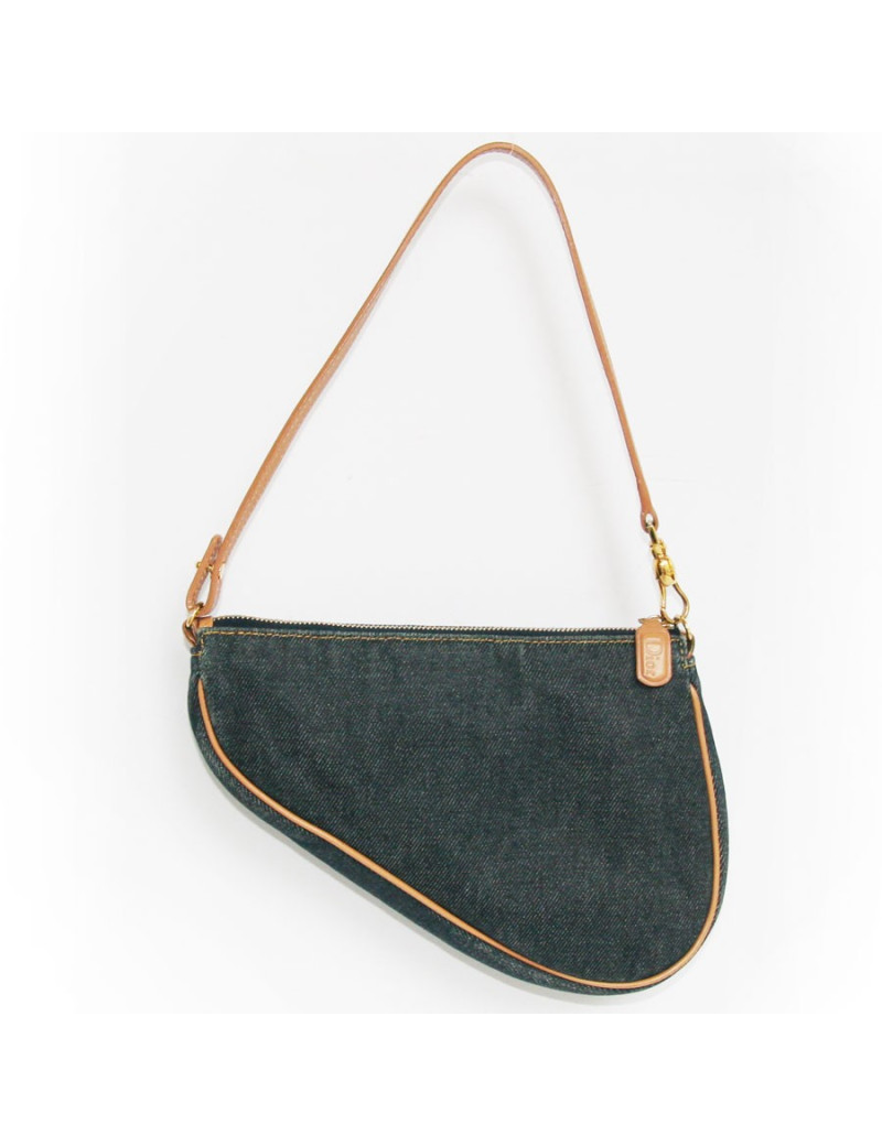Sac selle CHRISTIAN DIOR en jean bleu