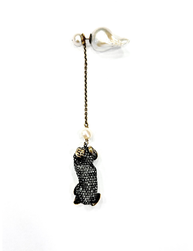 Boucle d'oreille Dior pendentif singe