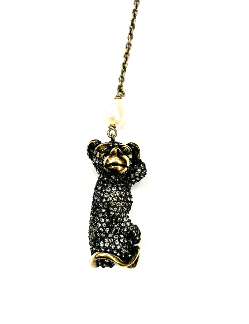 Boucle d'oreille Dior pendentif singe