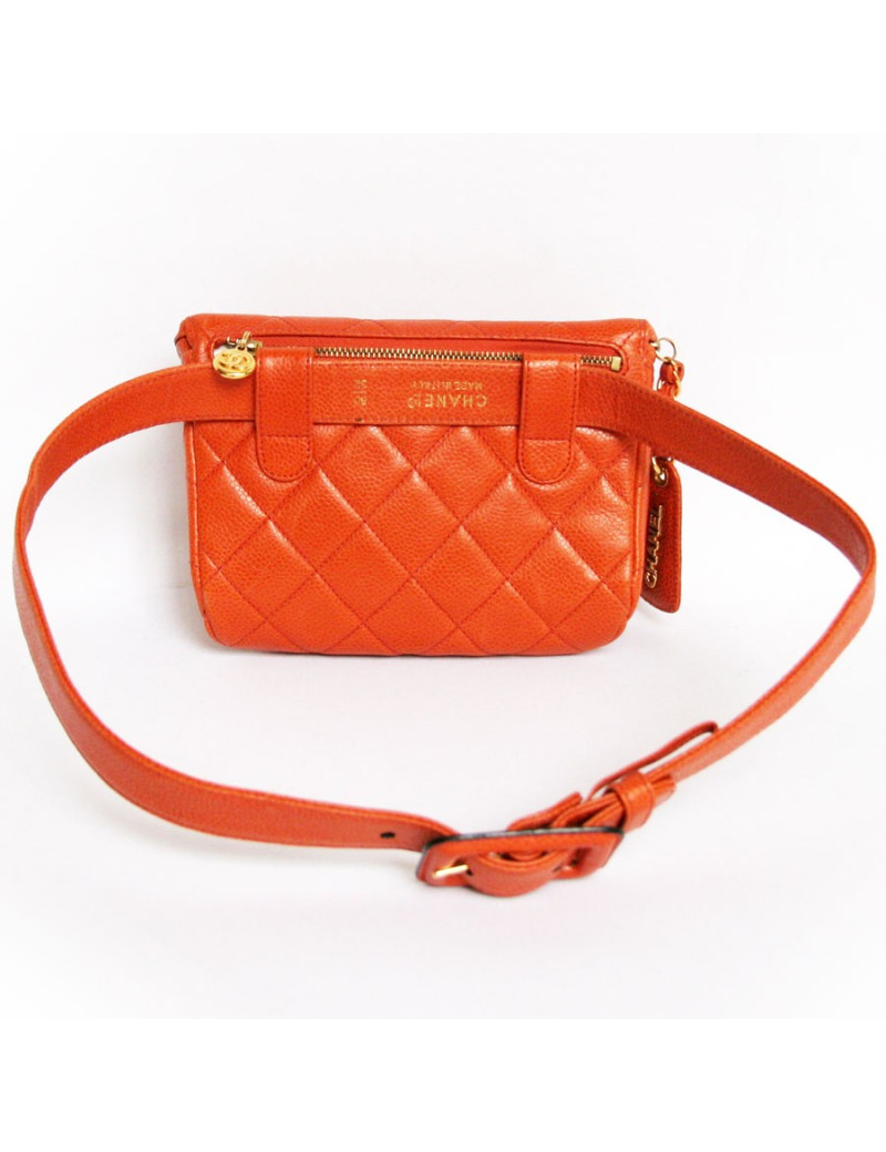 Sacoche de ceinture CHANEL en cuir orange
