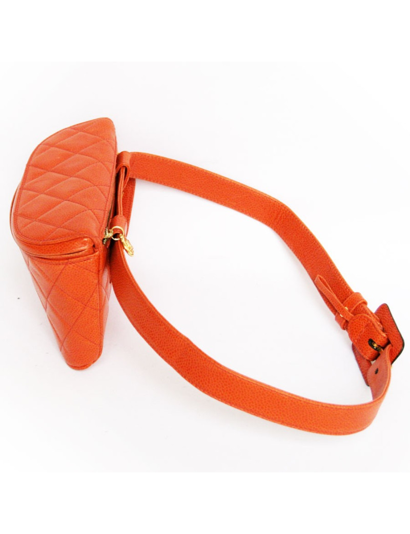Sacoche de ceinture CHANEL en cuir orange