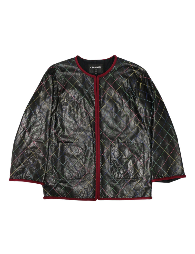 Veste CHANEL T38 cuir de veau fils multicolores