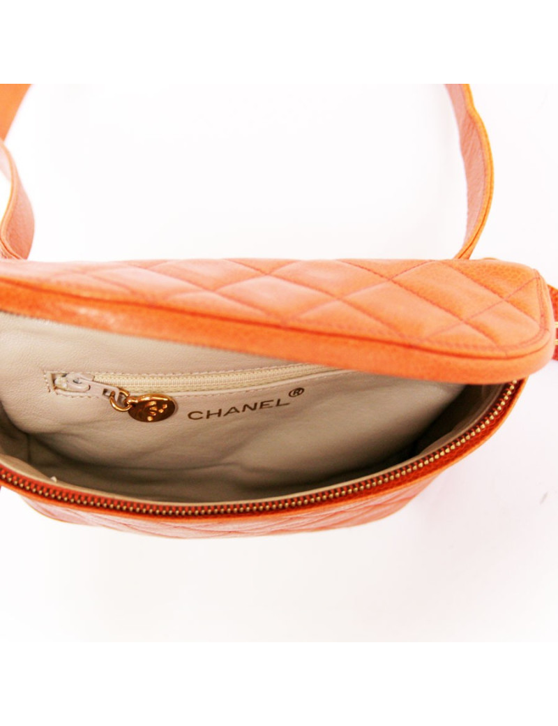 Sacoche de ceinture CHANEL en cuir orange