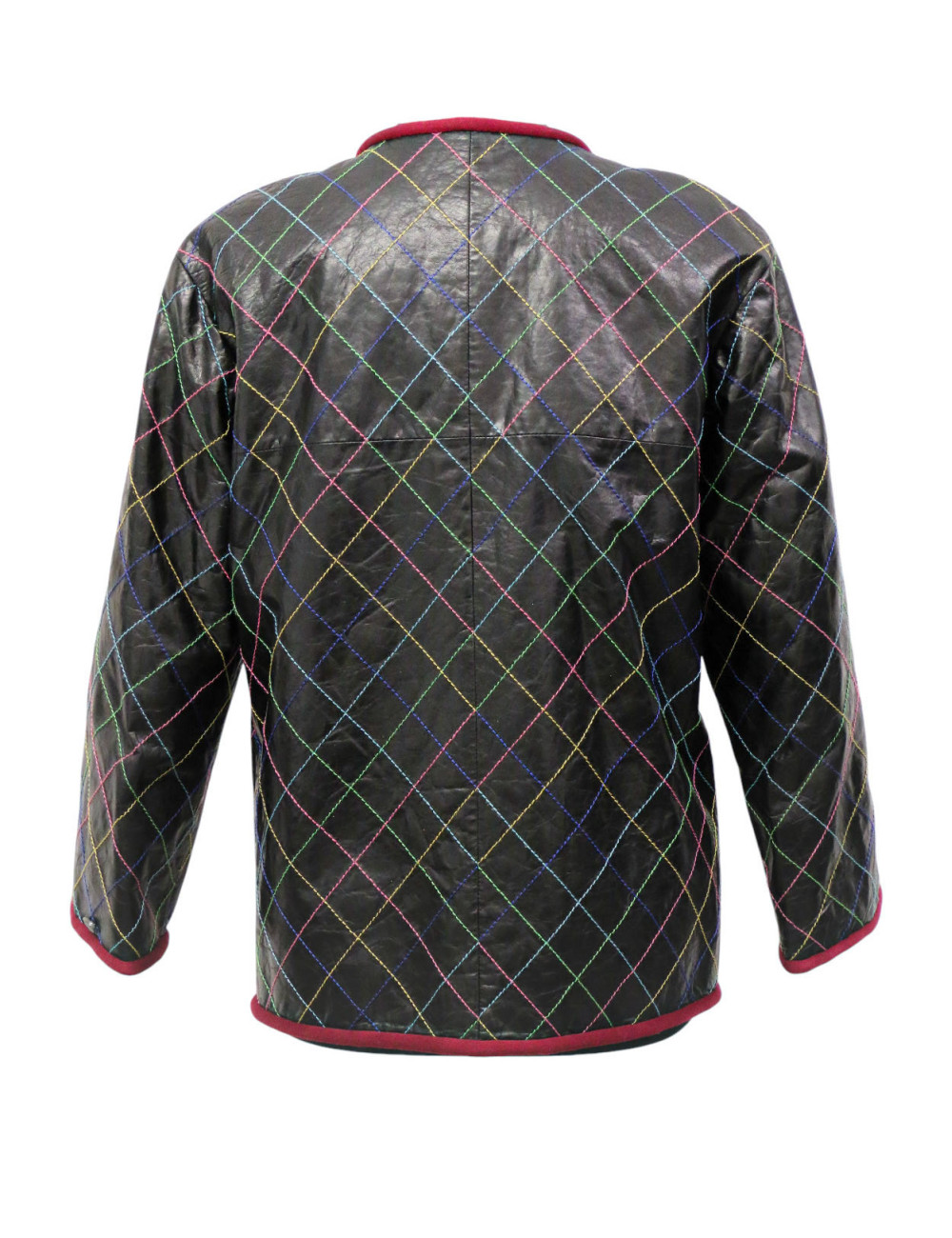 Veste CHANEL T38 cuir de veau fils multicolores