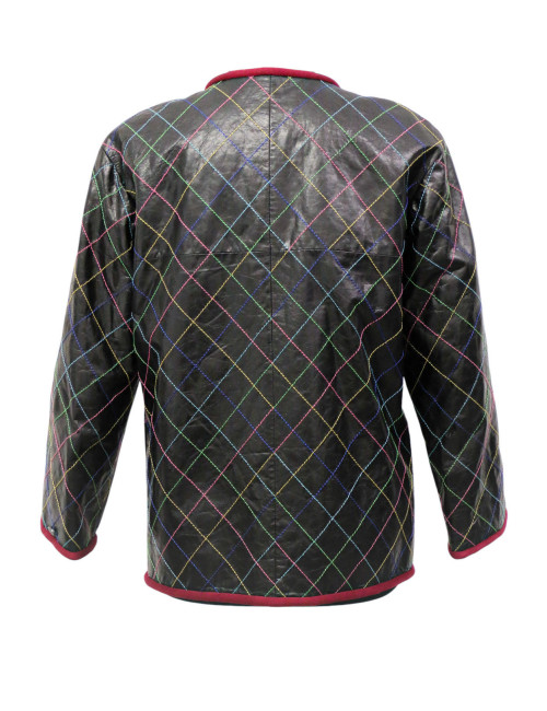 Veste CHANEL T38 cuir de veau fils multicolores