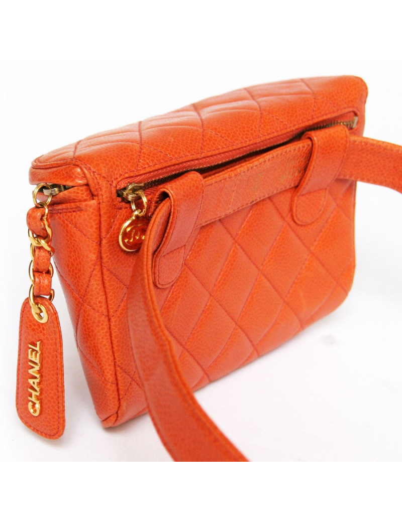 Sacoche de ceinture CHANEL en cuir orange
