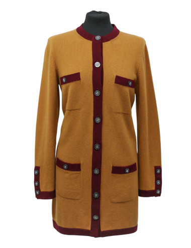 Long gilet CHANEL T 38 cachemire bicolore