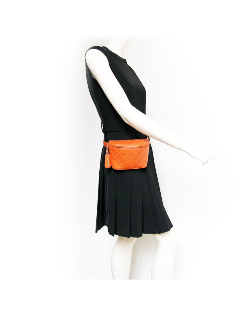 Sacoche de ceinture CHANEL en cuir orange