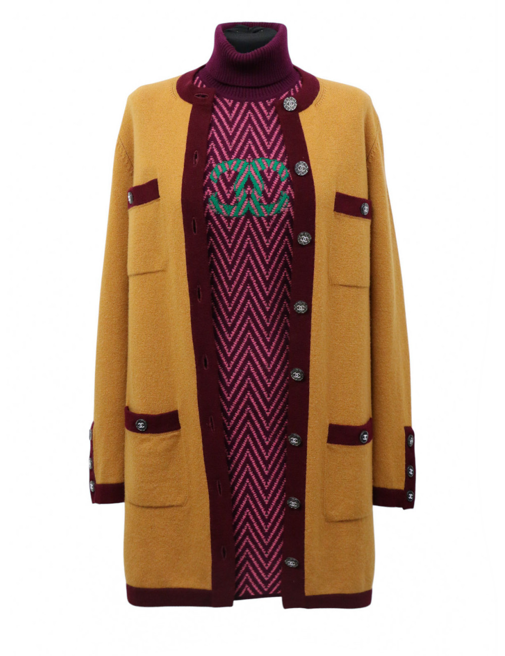 Long gilet CHANEL T 38 cachemire bicolore