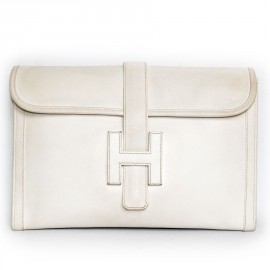 HERMES Jige White leather wallet