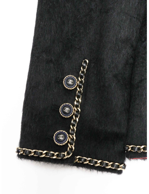 Petite veste noire CHANEL T40 lama et laine