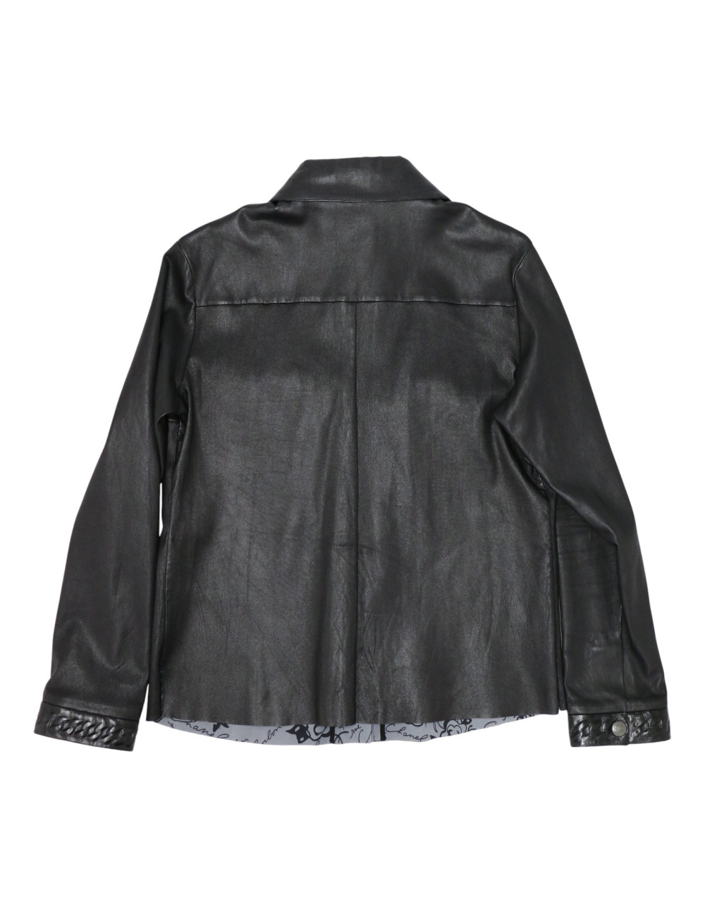 Ensemble T48 CHANEL Chemise jupe cuir d'agneau