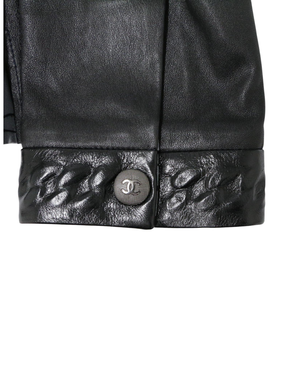 Ensemble T48 CHANEL Chemise jupe cuir d'agneau