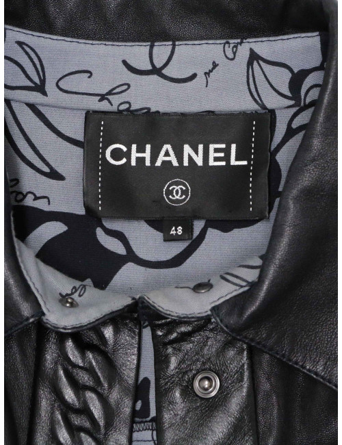 Ensemble T48 CHANEL Chemise jupe cuir d'agneau