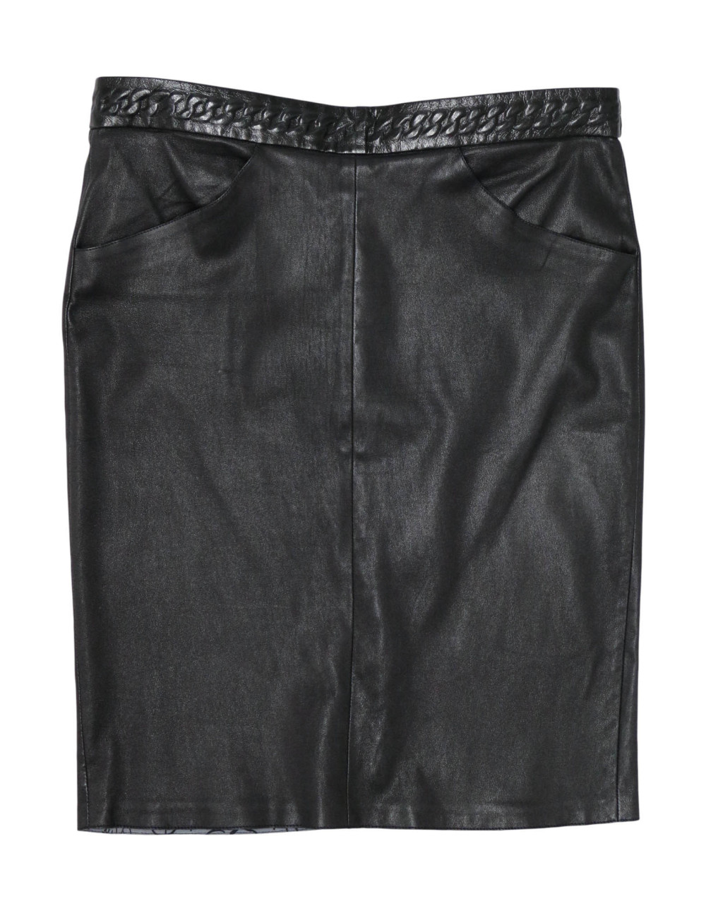 Ensemble T48 CHANEL Chemise jupe cuir d'agneau