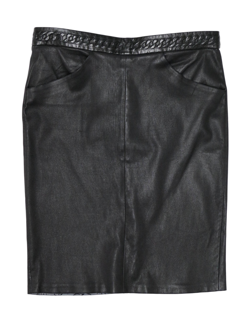 Ensemble T48 CHANEL Chemise jupe cuir d'agneau