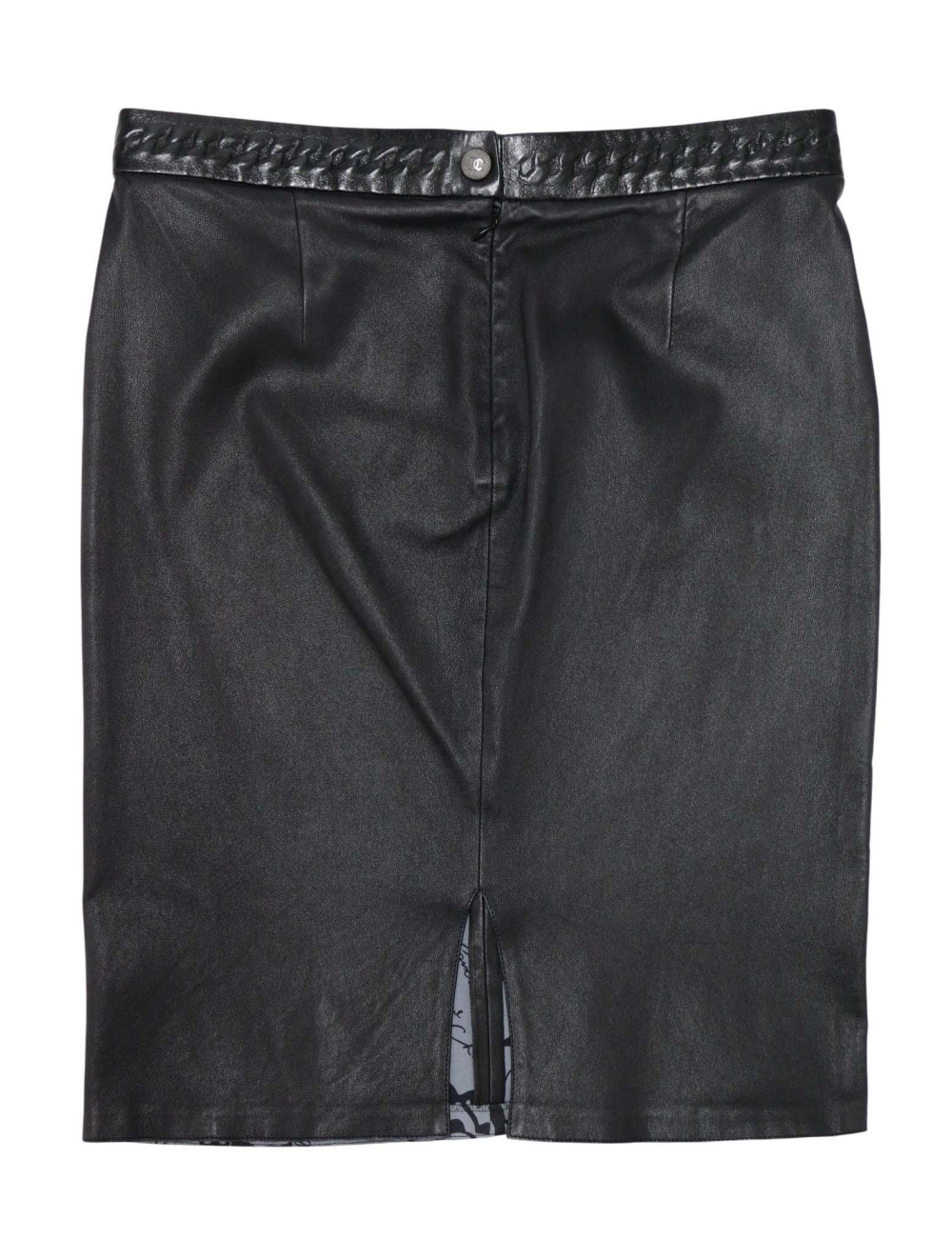 Ensemble T48 CHANEL Chemise jupe cuir d'agneau