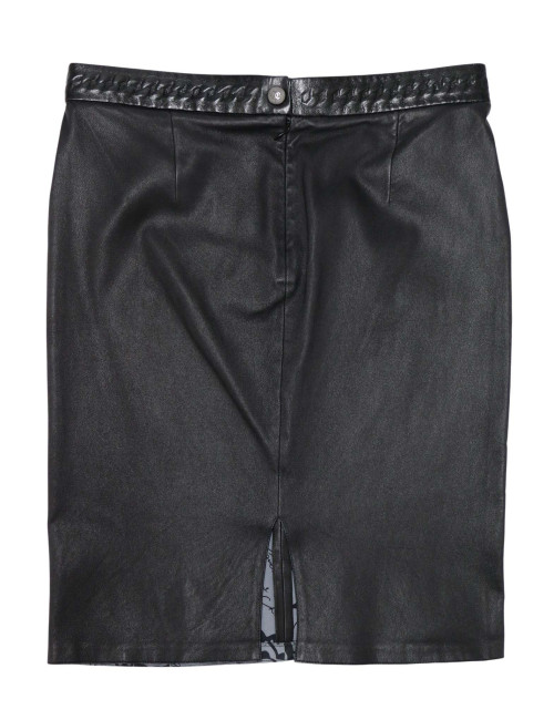 Ensemble T48 CHANEL Chemise jupe cuir d'agneau