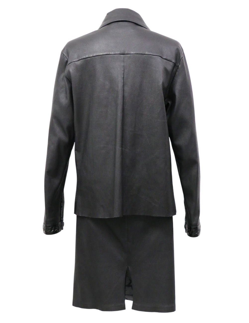 Ensemble T48 CHANEL Chemise jupe cuir d'agneau