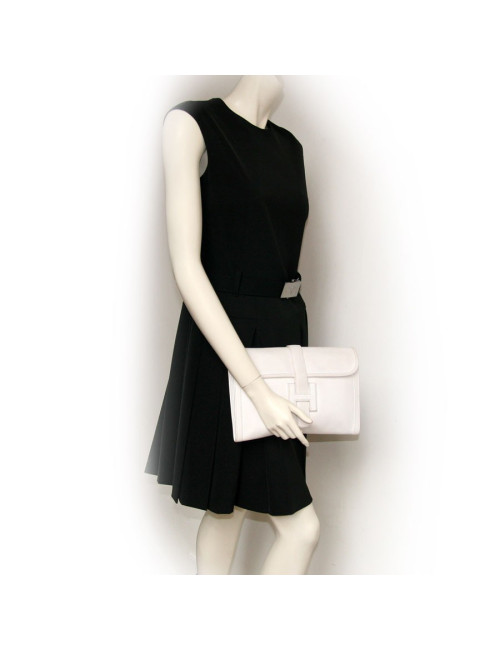Pochette Jige HERMES en cuir blanc