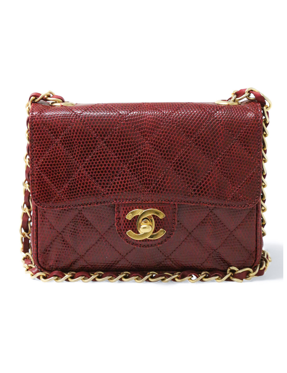 Petit sac en lezard vintage CHANEL rouge