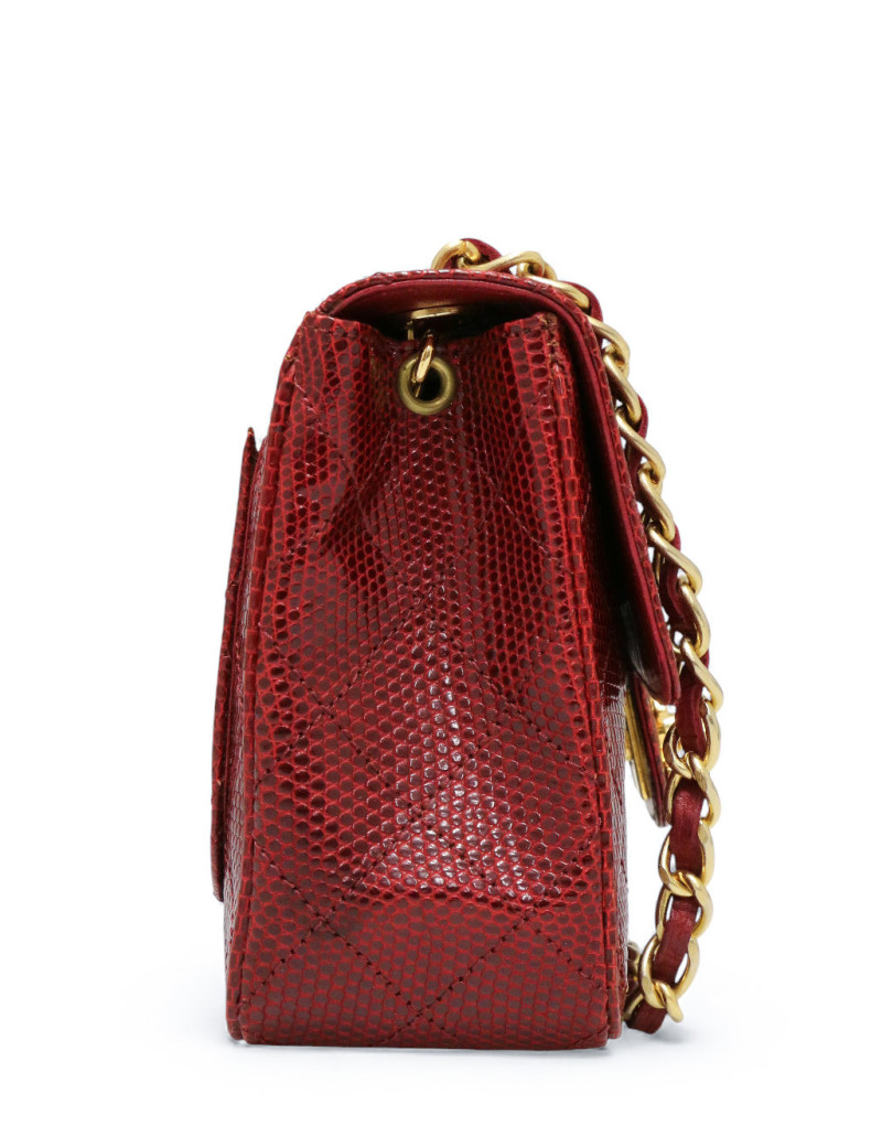 Petit sac en lezard vintage CHANEL rouge
