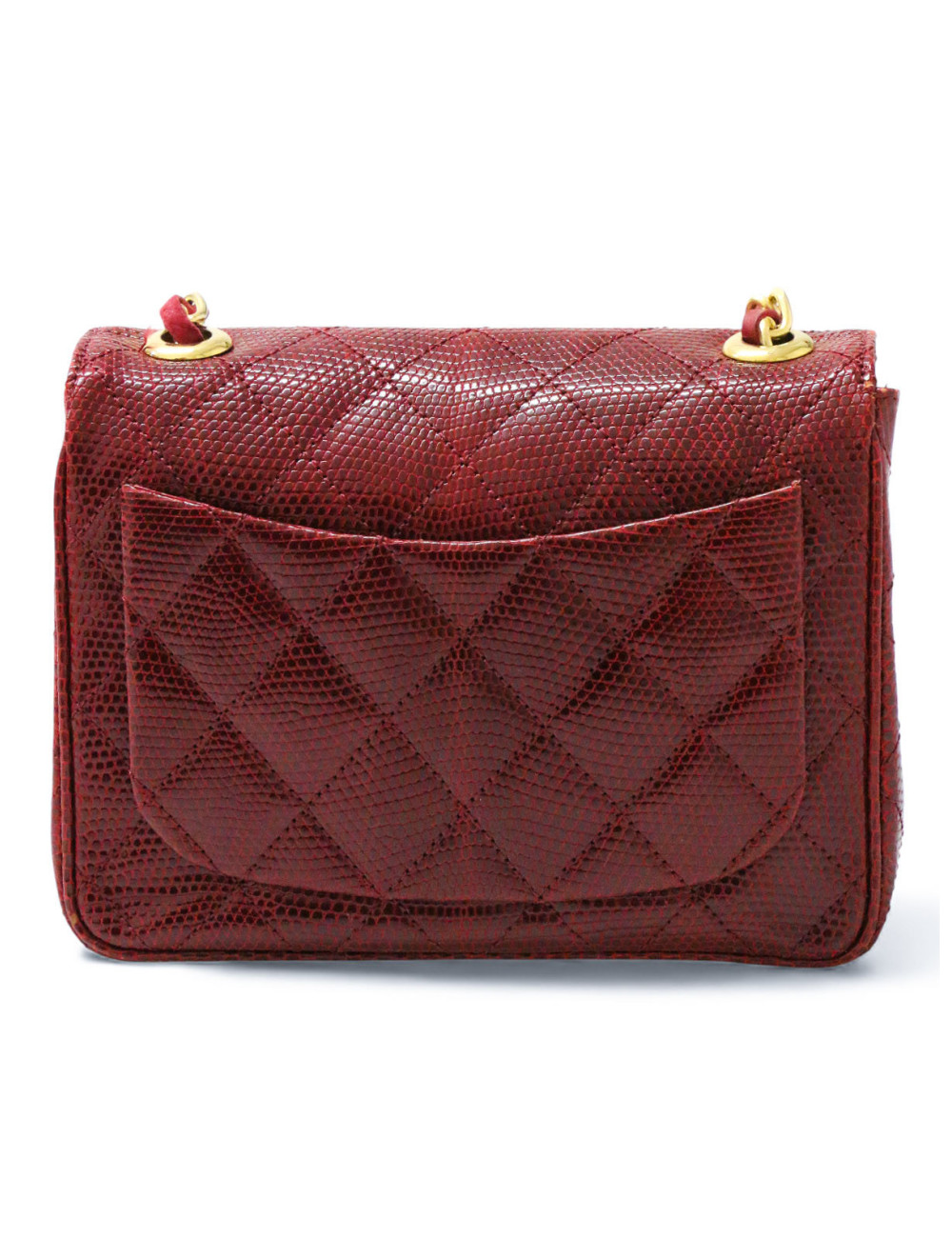 Petit sac en lezard vintage CHANEL rouge