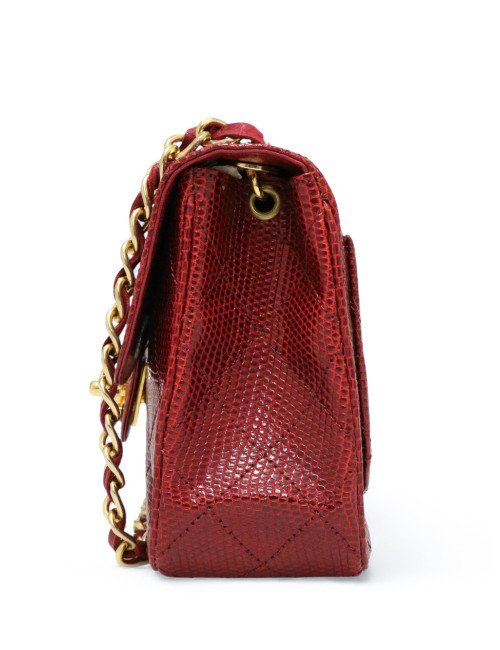 Petit sac en lezard vintage CHANEL rouge