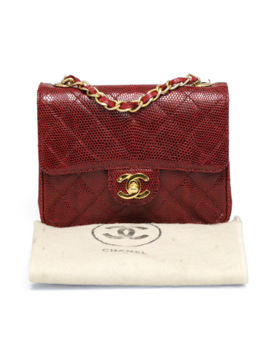 Petit sac en lezard vintage CHANEL rouge 2