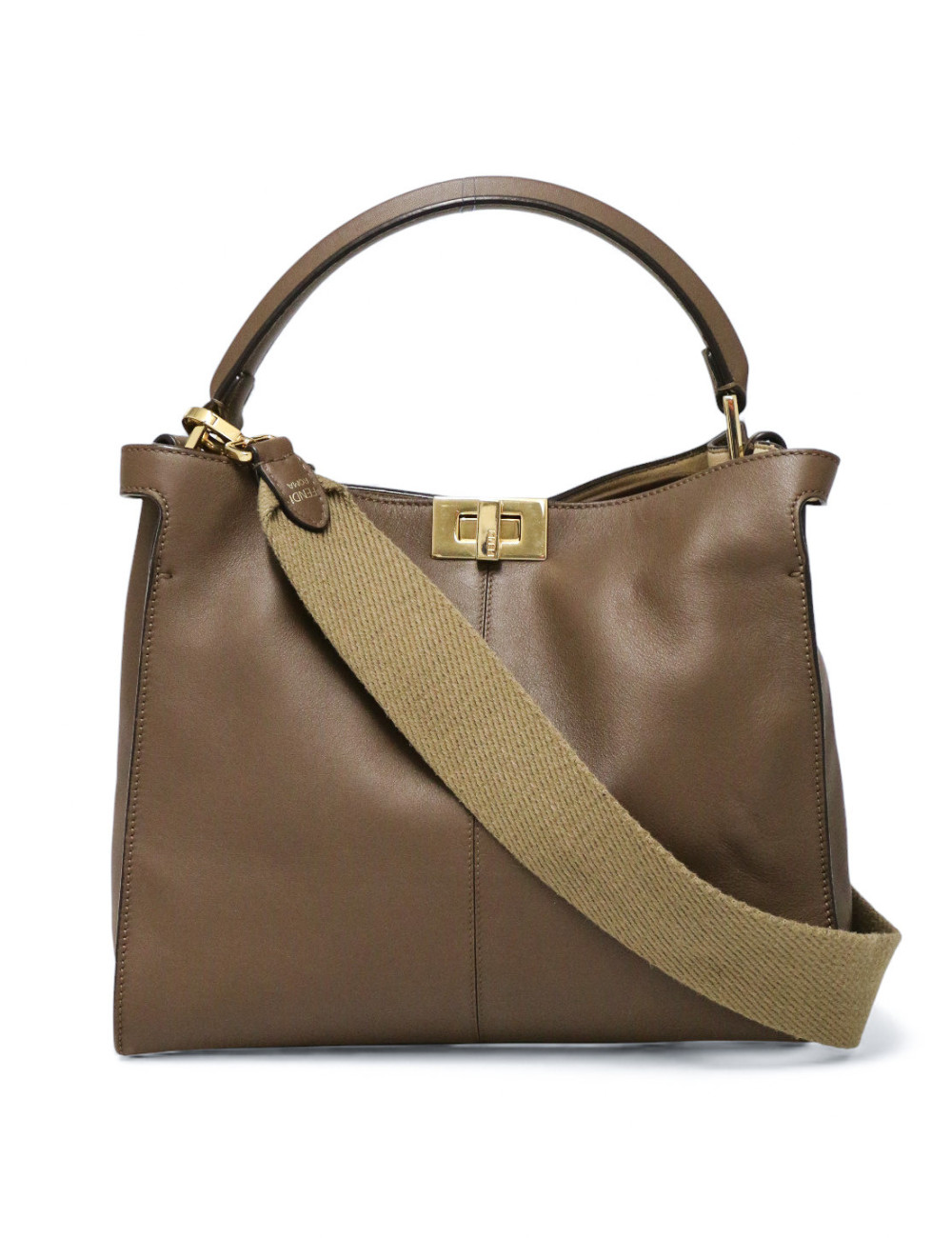 Peekaboo X-Lite Fendi en cuir taupe livré dans son dustbag Fendi.