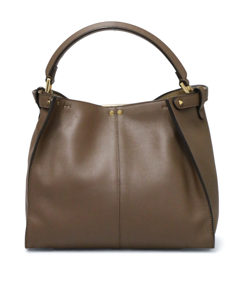 Peekaboo Fendi taupe en cuir lisse