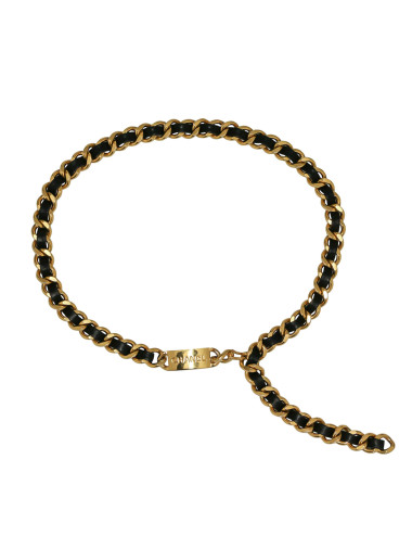 Ceinture plaque chaine et cuir Chanel vintage