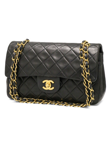 Sac Timeless 23 Chanel cuir d'agneau noir Vintage