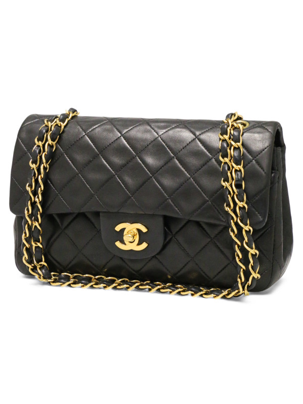 Sac Timeless 23 Chanel cuir d'agneau noir Vintage