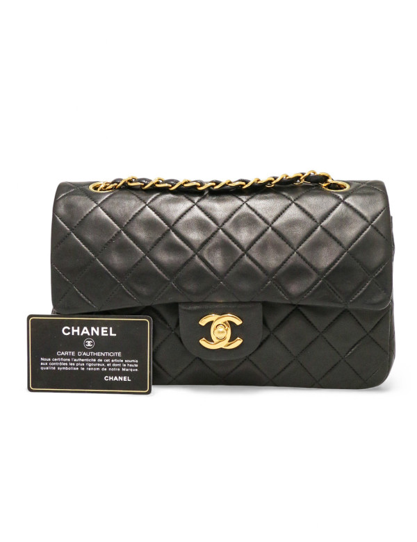 Sac Timeless 23 Chanel cuir d'agneau noir Vintage 2