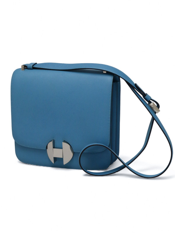 Sac Hermes 2002-20 cuir de veau Evercolor bleu du Nord