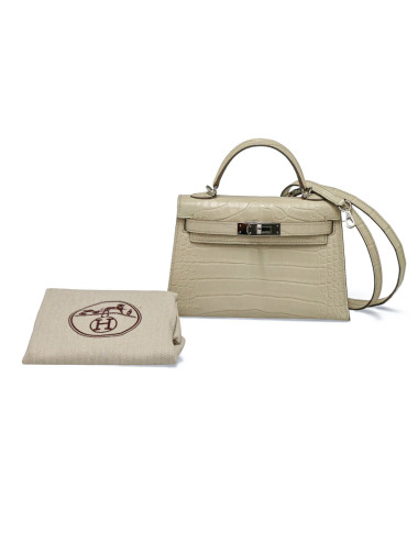 Sac Hermès Kelly 20 alligator béton 2