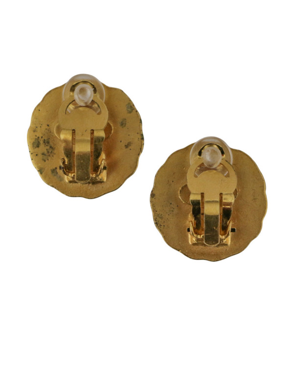 Boucles d'oreille Chanel bleues et dorées 2