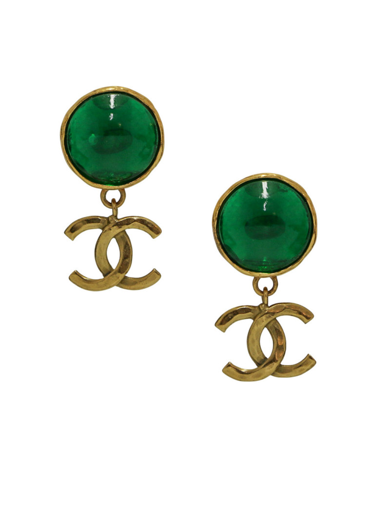 Boucles d'oreille pendantes pâte de verre CHANEL