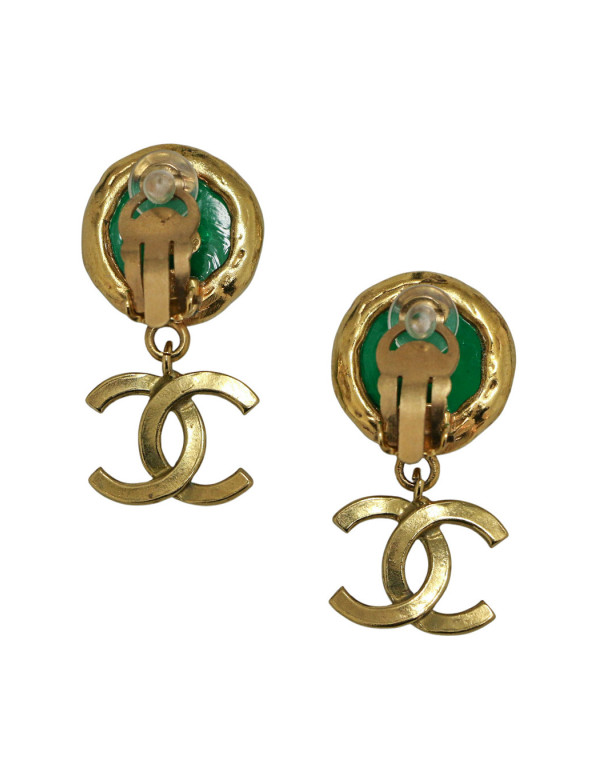Boucles d'oreille pendantes pâte de verre CHANEL 2