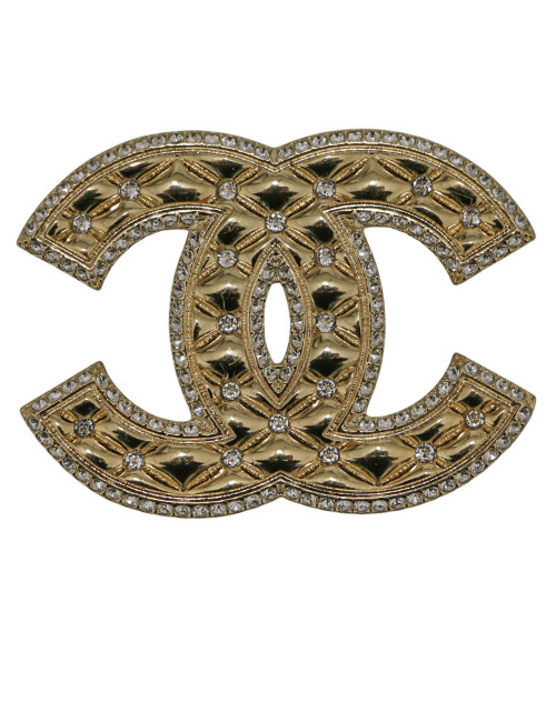 Broche Chanel dorée matelassé